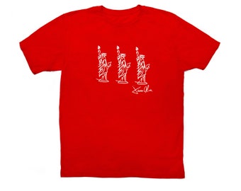 Red STATUE OF LIBERTY Shirt By Jason Oliva Choose your size