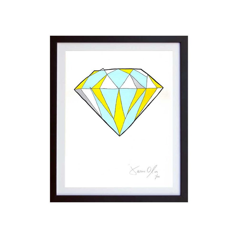 Diamond Color Small:Hand Painted on paper  Framed and image 1