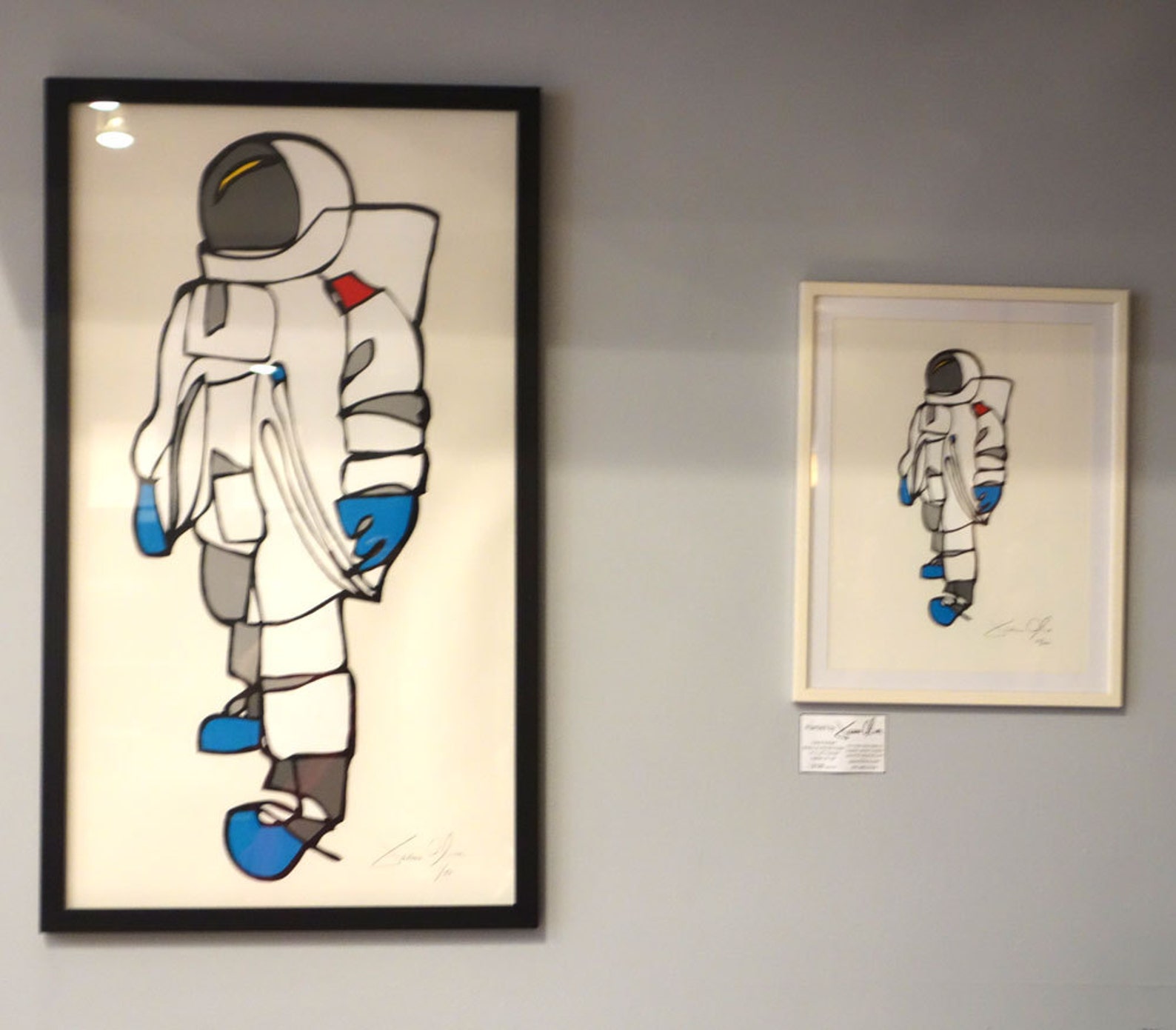 Astronaut Wall Art, Large Spaceman Painting, Astronaut Framed Painting