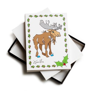 Moose arte tarjeta de vacaciones saludo Navidad paquete en blanco de arte alce de alce Jason Oliva Navidad