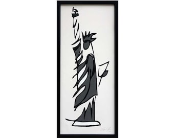 New York painting, Statue of Liberty painting, Statue of Liberty art,Statue of Liberty acrylic painting, New York Artwork, dark grey artwork