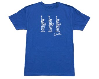 Royal Blue with White STATUE OF LIBERTY with Black Shirt By Jason Oliva Choose your size