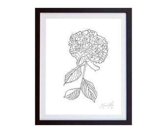 Hydrangea, Small (White): Hand Painted Work on Paper Framed Signed Edition 100 by Jason Oliva Art Painting Print Picture Gift flower