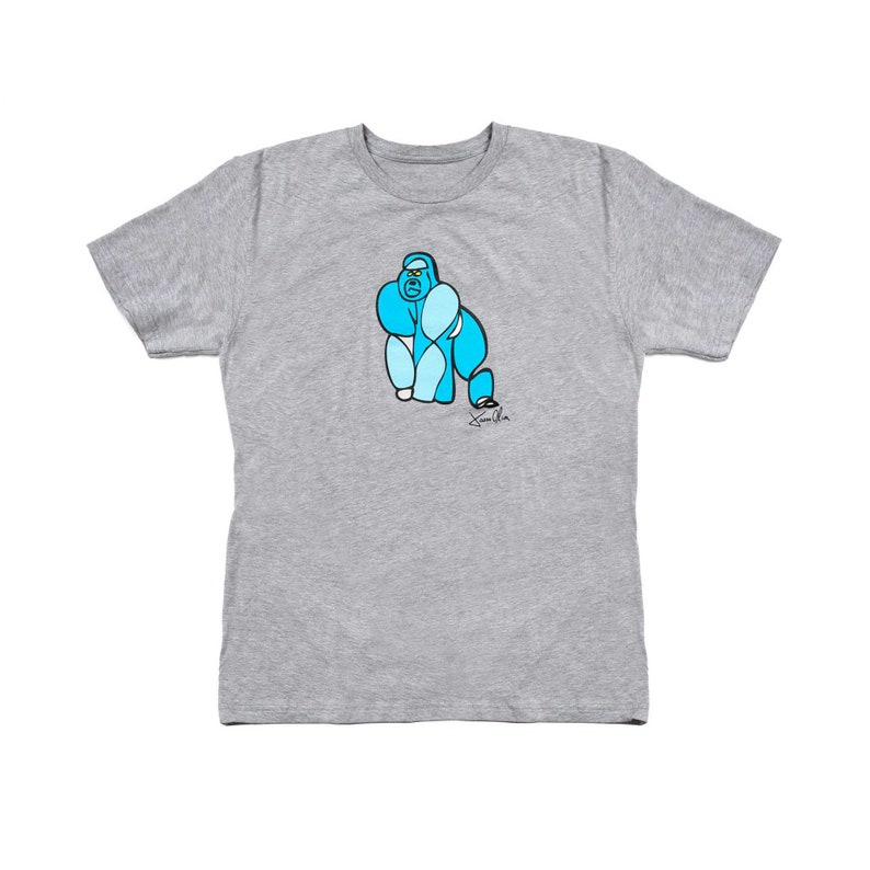 Grey Modern Gorilla T-Shirt, animal, Unique Jason Oliva Tee Shirt Design image 1