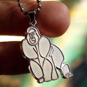 Gorilla charm necklace/ gorilla necklace/ ape necklace/ animal necklace/ silver necklace/ silver charm jewelry/ gorilla jewelry/King Kong