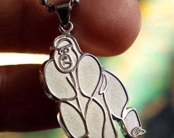 Gorilla charm necklace/ gorilla necklace/ ape necklace/ animal necklace/ silver necklace/ silver charm jewelry/ gorilla jewelry/King Kong
