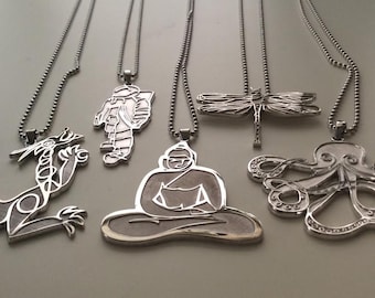 Astronaut Pendant Necklace in Sterling Silver, Spaceman Necklace, Spac – Silver Rain Silver