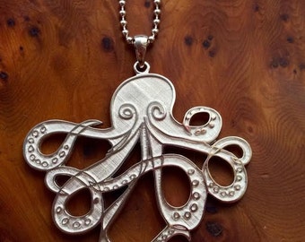 Octopus jewelry/ octopus necklace/ silver octopus charm/ octopus pendant/ octopus fine art jewelry/ womens silver necklace/ octo jason oliva