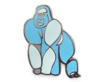 Enamel pin badge, enamel pin, gorilla enamel pin, fine art pin, gorilla brooch, gorrilla badge, lapel pin, pin, pinback button, hard enamel