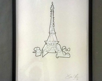 EIFFEL TOWER, Medium (White):Hand Painted  Framed and Signed Edition of 50 by Jason Oliva Art Painting Print Picture Gift France Paris