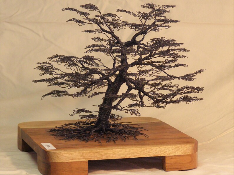 Twisted and Wrapped Black Iron Wire Oak Tree Sculpture on a Etsy