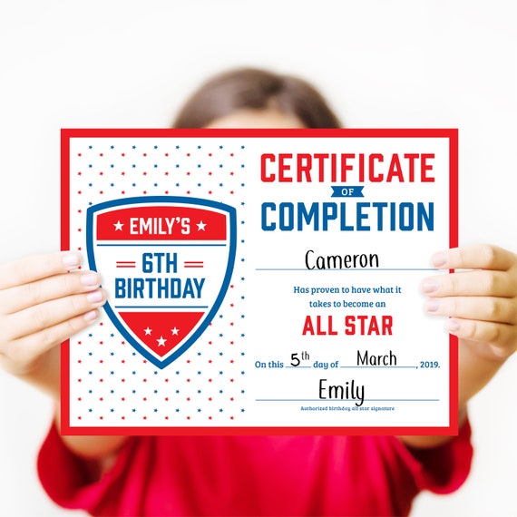 All Star Certificate American Theme Red White Blue | Etsy