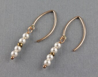 Delicate White Pearls Dangle Earrings