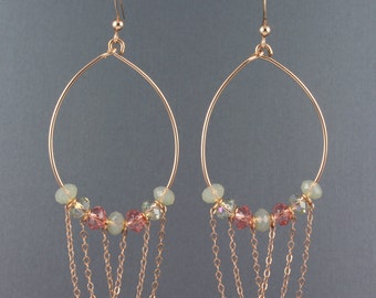 Swarovski Crystal Beaded Elliptical Hoop Earrings