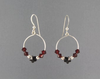 Sterling Silver Beaded Hoop Earrings