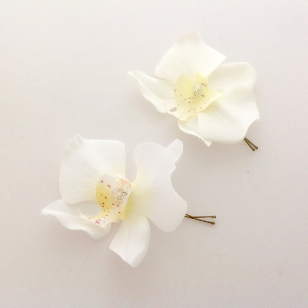 Bridal Flower Hair Pin Wedding Hair Accessory White Orchid Hair Pin White  Bridal Hair Pin White Prom Hair Pin -Ready to Ship!