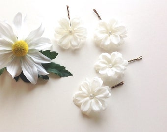 Flower Girl Hair Pins 2 White Hair Pins Bridal or Prom Hair Pins - Set of 2 - Ready to Ship!