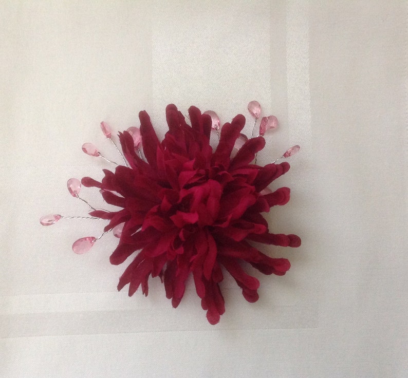 Flower Hair Comb Bridesmad Hair Accessory Dark Red Flower Hair Comb Hair Comb Prom Hair Comb Ready to Ship image 5