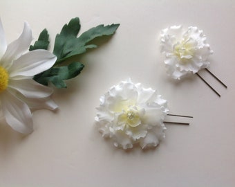 Flower Girl Hair Pins 2 White Hair Pins Bridal or Prom Hair Pins - Set of 2 - Ready to Ship!