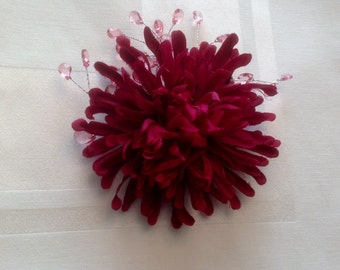 Flower Hair Comb Bridesmad Hair Accessory Dark Red Flower Hair Comb Hair Comb Prom Hair Comb - Ready to Ship!