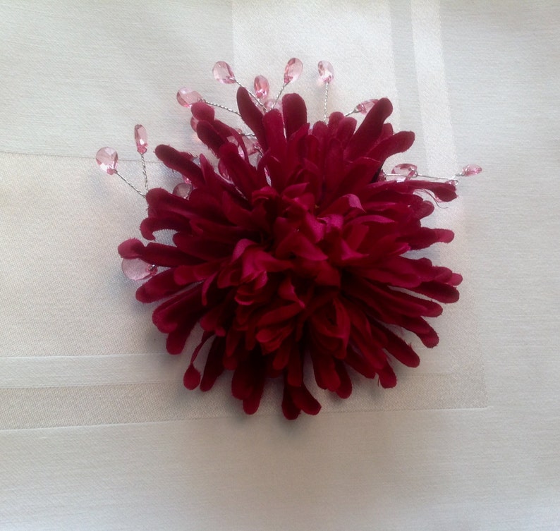 Flower Hair Comb Bridesmad Hair Accessory Dark Red Flower Hair Comb Hair Comb Prom Hair Comb Ready to Ship image 1