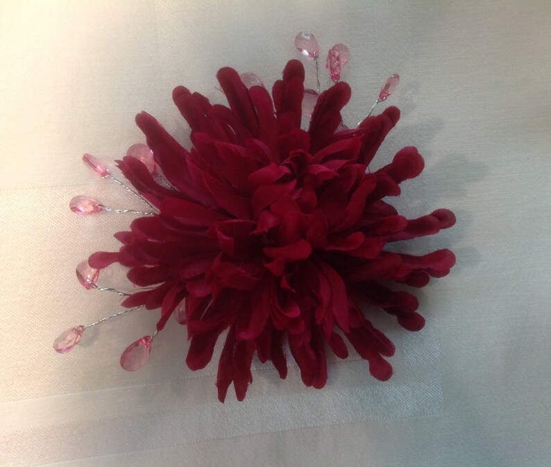 Flower Hair Comb Bridesmad Hair Accessory Dark Red Flower Hair Comb Hair Comb Prom Hair Comb Ready to Ship image 3