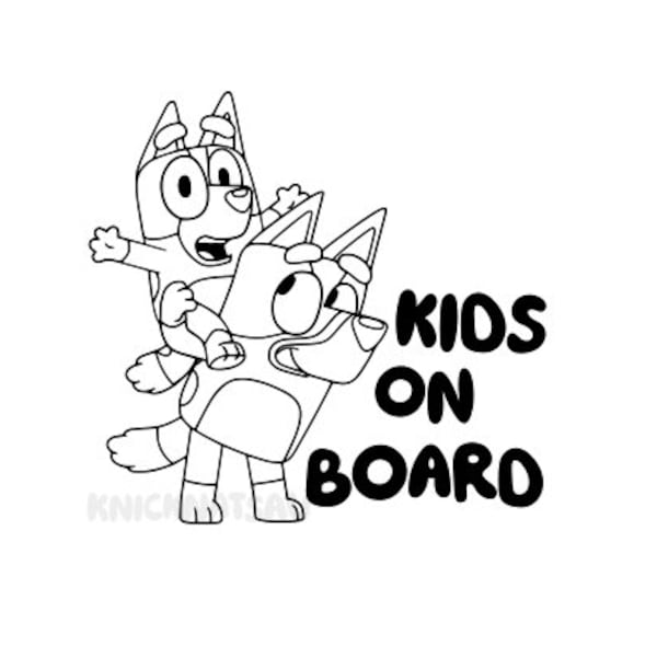 Kids on Board Bluey Bingo SVG PNG PDF Digital Download File