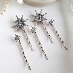 Star Hair Pins, Gold Wedding Bobby Pins, Crystal Rhinestone Hair Clips, Stars Bridal Hair Pin, Celestial Wedding Hair Pins, Antique Gold Pin