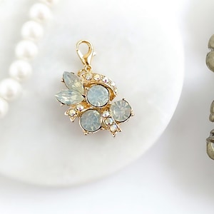 Something Blue Wedding Bouquet Charm, Gold Opal Gift for Bride, Personalized Name Shoe Charm, Bridal Shower
