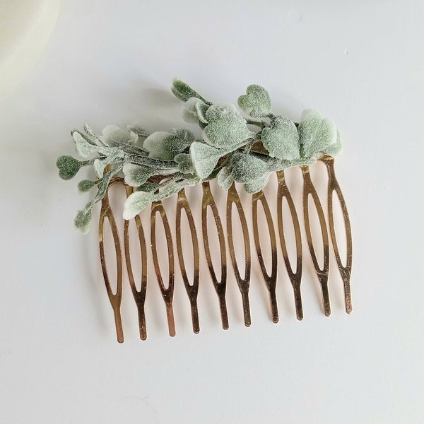 Leaves Hair Comb, Sage Green Wedding Hair Accessories, Greenery Leaf Hair Clip