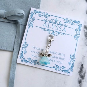 Something Blue Angel Charm for Bride, Wedding Bouquet Charm, Bridal Shower Gift, Remembrance Memorial