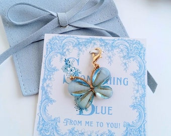 Something Blue Butterfly Charm for Bride, Shoe or Bouquet Charm, Bridal Shower Gift