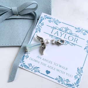 Something Blue Angel Charm for Bride, Wedding Bouquet Charm, Bridal Shower Gift, Remembrance Memorial