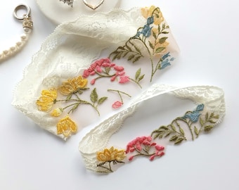 Liga de novia con flores silvestres, bordado colorido, para guardar y tirar.