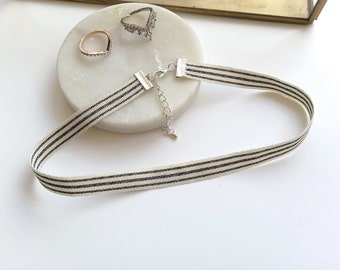 Gestreifte Verstellbare Choker Halskette, Boho Surfer Festival Schmuck für Frauen