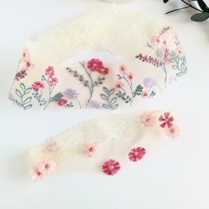 Wildflower Wedding Garter Set, Colorful Embroidery Keep and Toss Lace Bride Garters image 2