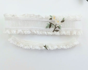 White Wedding Garters | Custom Sized Set | Keep and Toss Bridal Garters