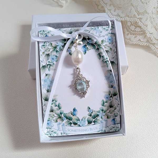 Echte Süßwasserperle etwas Blaues Blumenstrauß Charme, Brautparty Geschenk für Braut