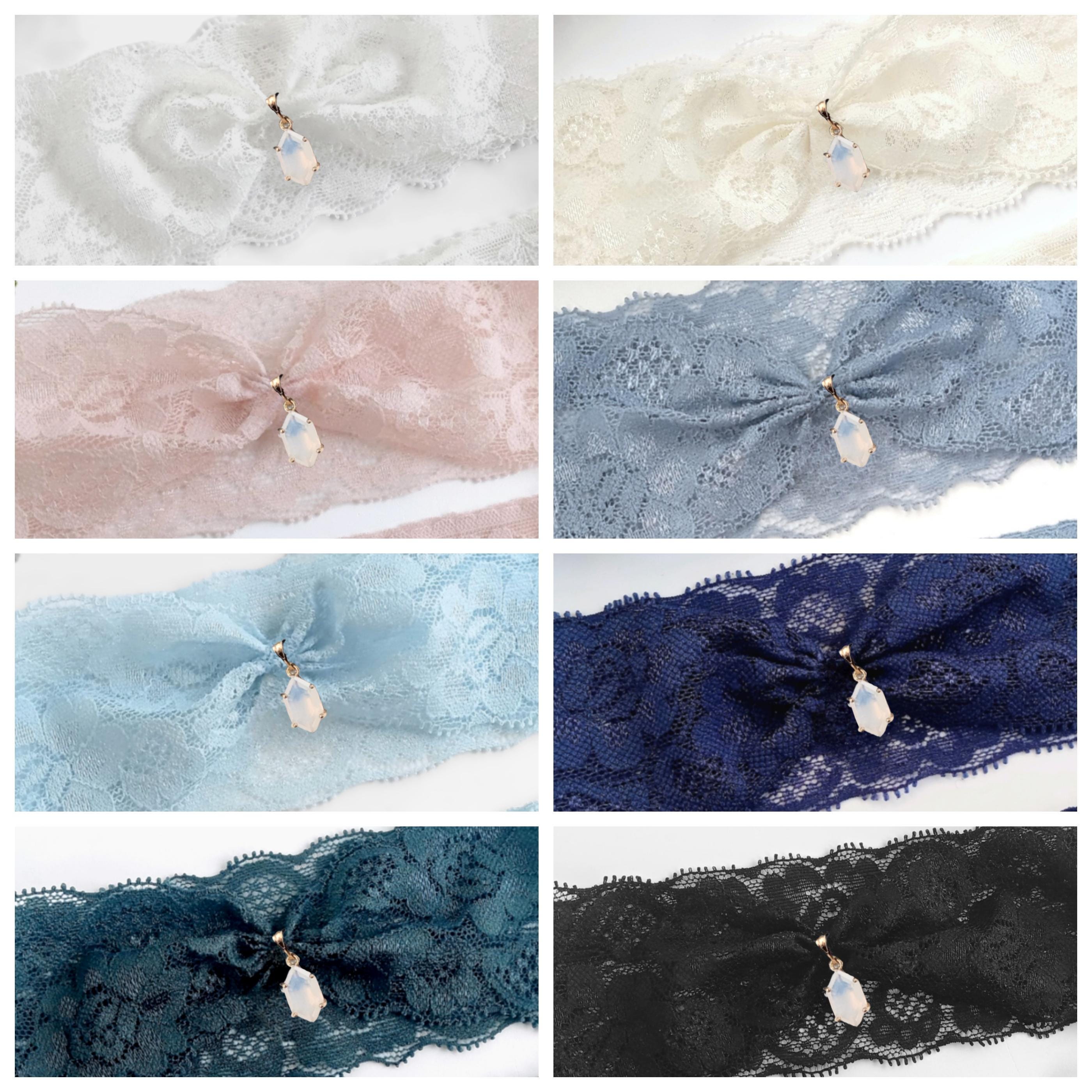 Giarrettiera Da Sposa In Pizzo Blu Con Fascia In Raso - Elegante, Regolabile Da 32 A 64 Cm, Accessorio Matrimonio
