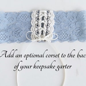 Something Blue Wedding Garters, Rhinestone Crystal Bridal Set, Lace Keepsake / Toss, Prom image 5