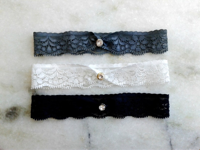 Dusty Blue Wedding Garter Silver Rose Gold Gold Black Garter Light Blue Stretch Lace Garter Something Blue Gray Bridal Garters