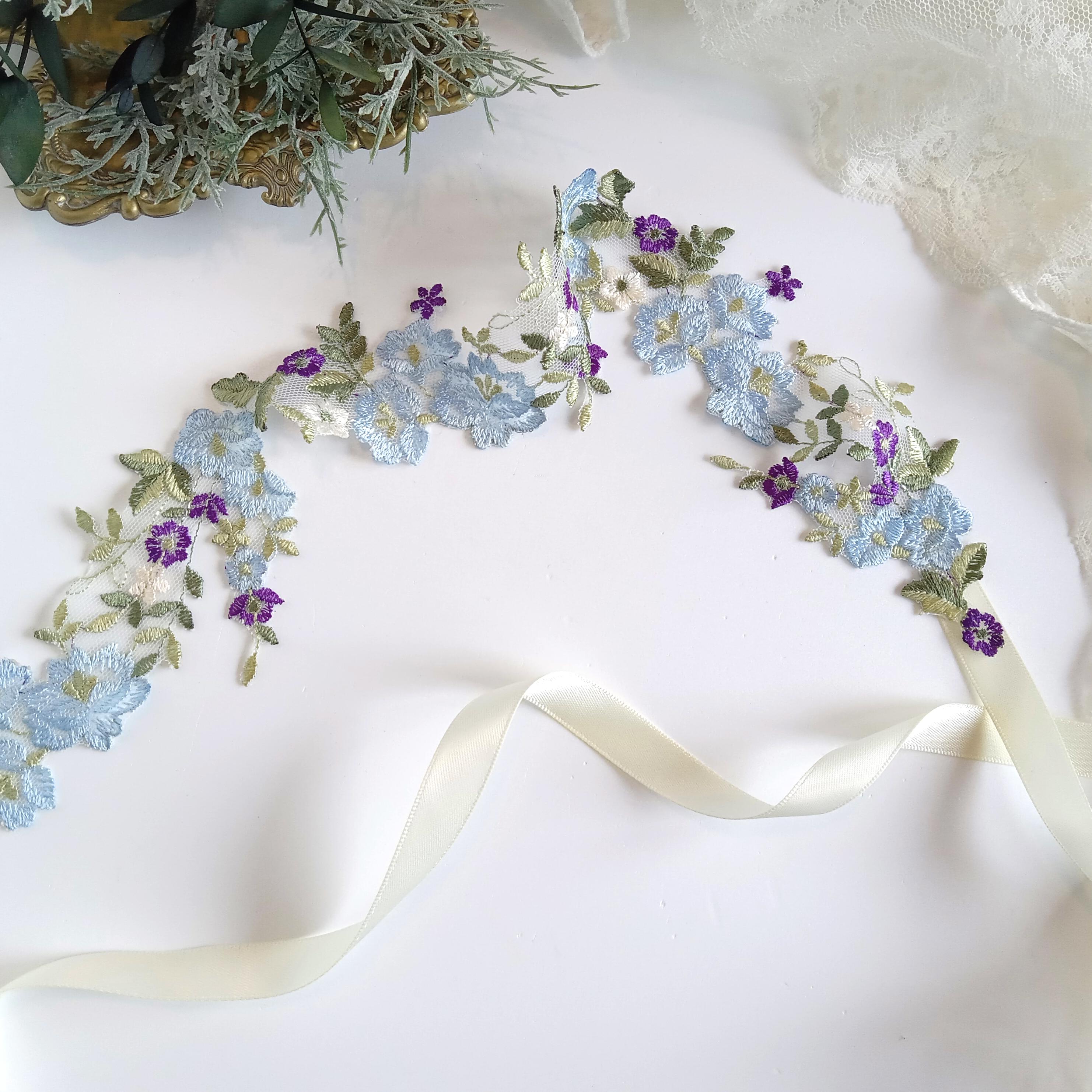 Blue Zorianytsia Woven Sash with Geometric Pattern and Pink Tassels