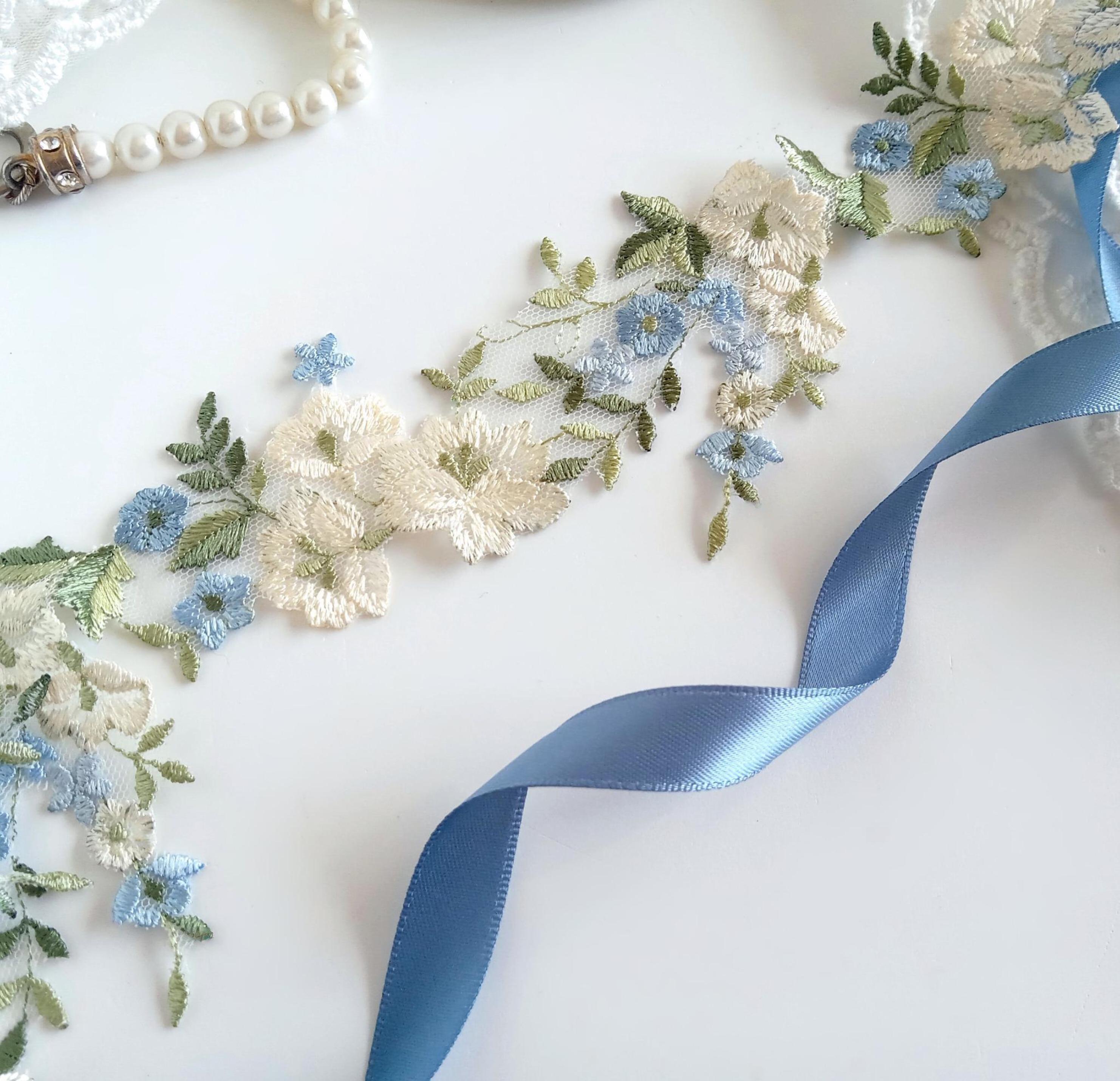 Embroidered Flower Wedding Sash, Wildflower Dress Belt, Floral Ivory ...