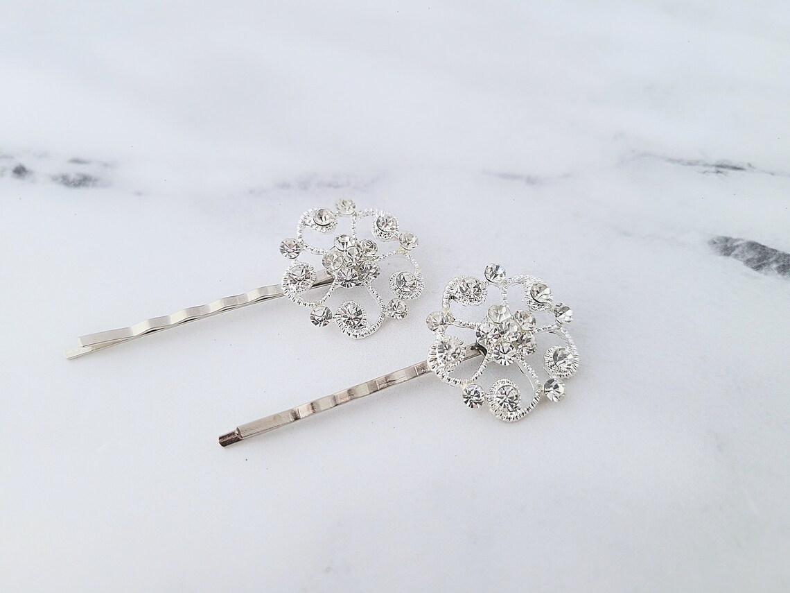 Rhinestone Bobby Pins Crystal Hair Pins Decorative Jeweled Etsy