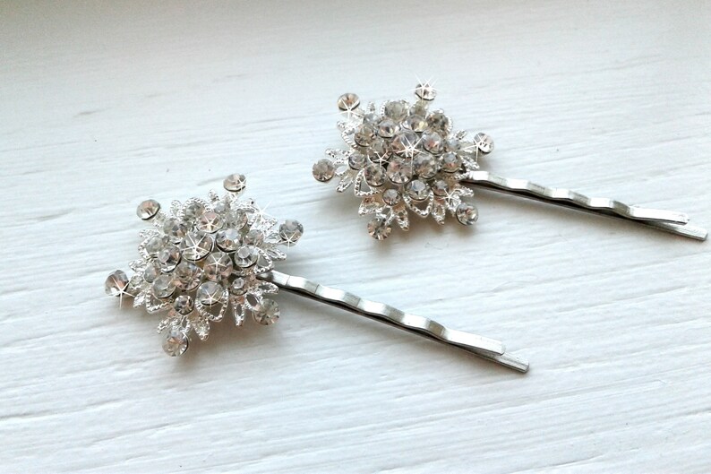 Crystal Rhinestone Wedding Hair Pins Snowflake Bridal Bobby Etsy