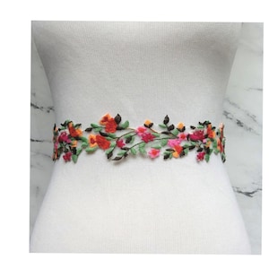 Wildflower Dress Sash, Floral Colorful Wedding Bridal Belt, Photo Shoot / Maternity Accessory image 1