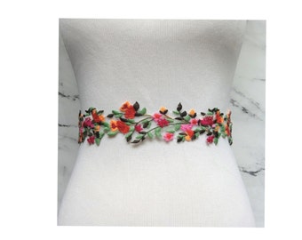 Wildflower Dress Sash, Floral Colorful Wedding Bridal Belt, Photo Shoot / Maternity Accessory