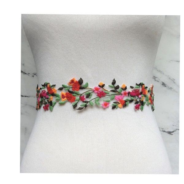 Wildflower Dress Sash, Floral Colorful Wedding Bridal Belt, Photo Shoot / Maternity Accessory