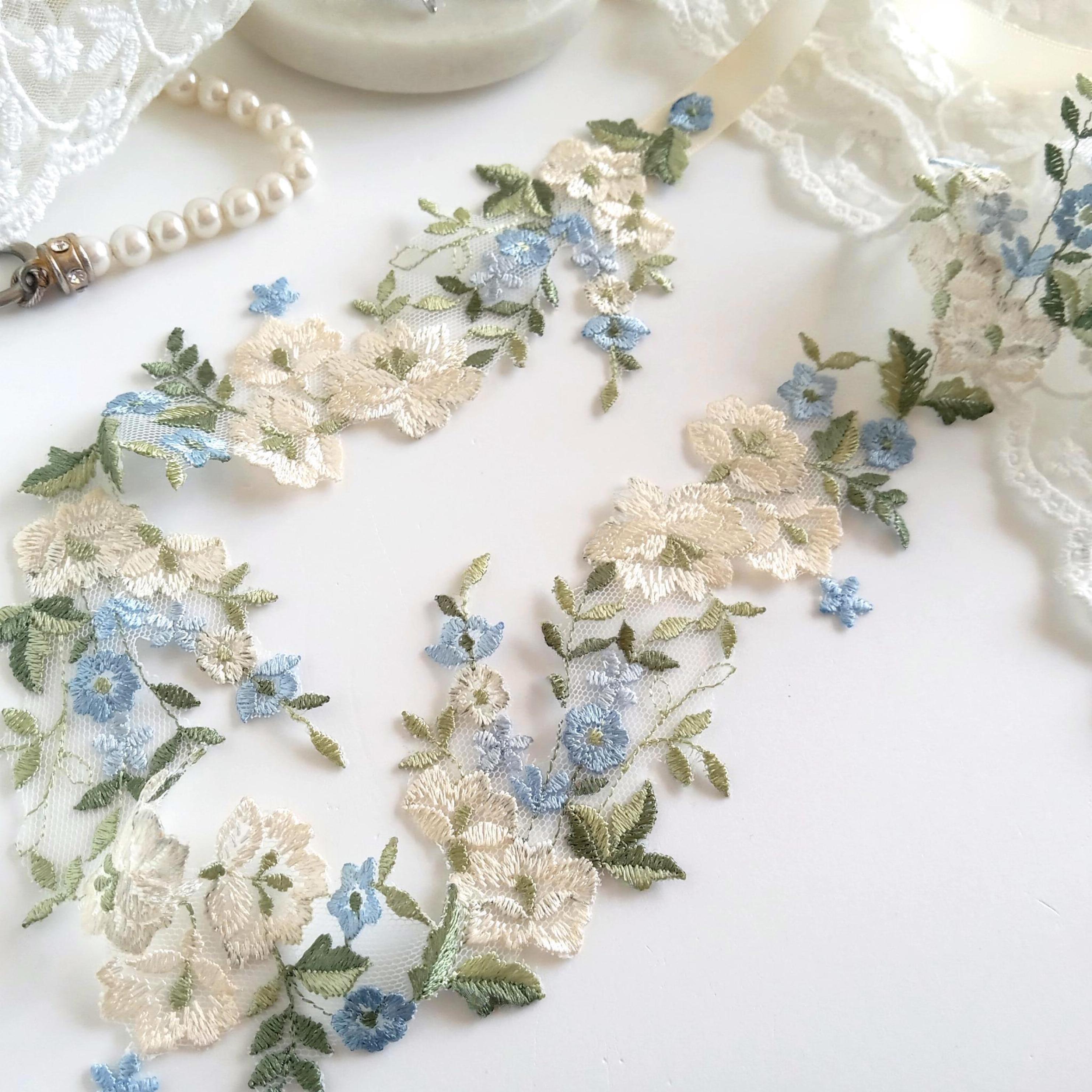 Embroidered Flower Wedding Sash, Wildflower Dress Belt, Floral Ivory ...