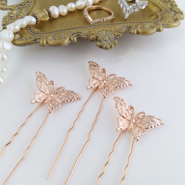 Ensemble d'épingles à cheveux papillon, accessoires pour cheveux papillon dorés